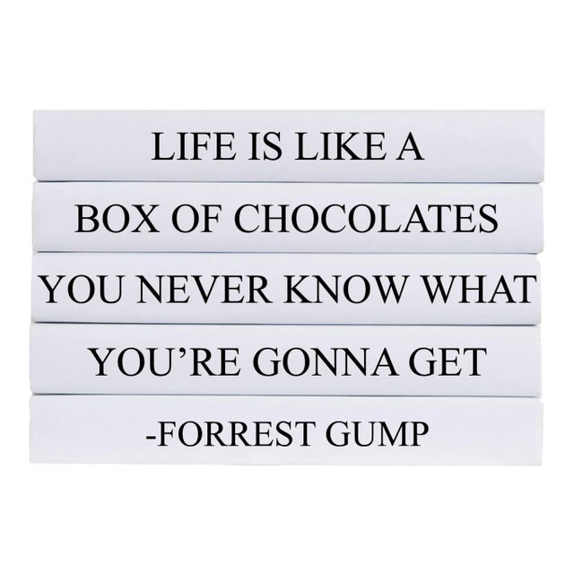 Decorative Books - Quote Book Stack - "Box of Chocolates" For Sale