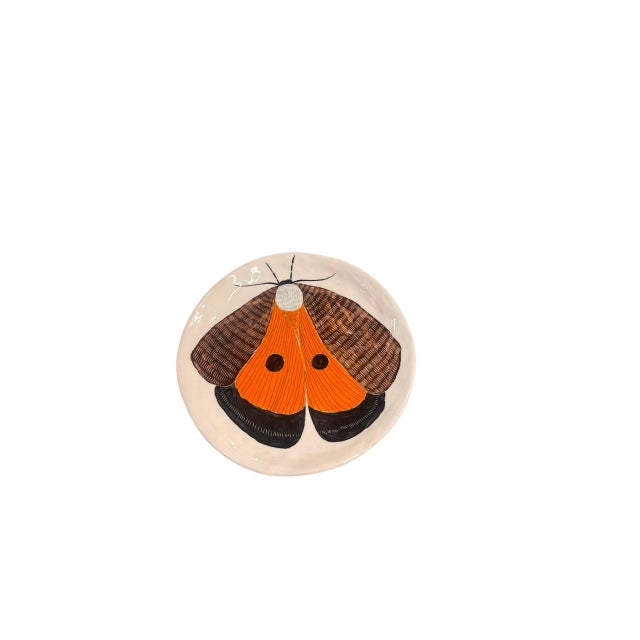 2000 - 2009 Vintage Studio Ceramic Moth Decorative Plate For Sale - Image 5 of 12