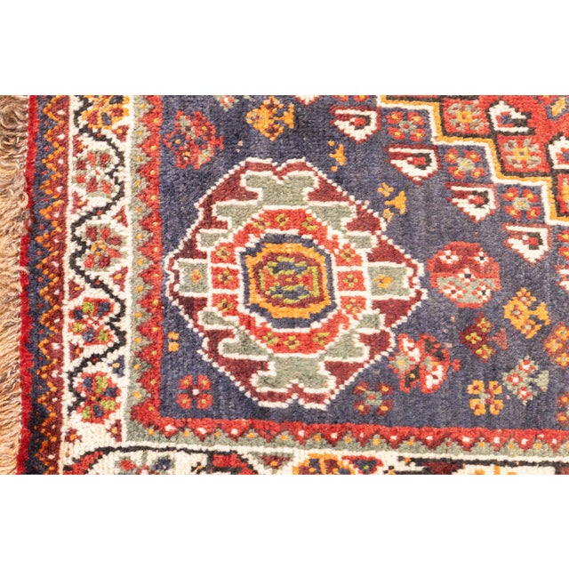 Vintage Hand-Knotted Persian Qashqai Rug 4'0" X 5'4" For Sale - Image 13 of 16