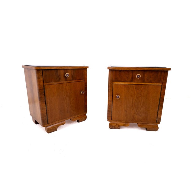 Mid-20th Century Art Deco Bedside Tables, Poland, 1950s, Set of 2 For Sale - Image 6 of 10