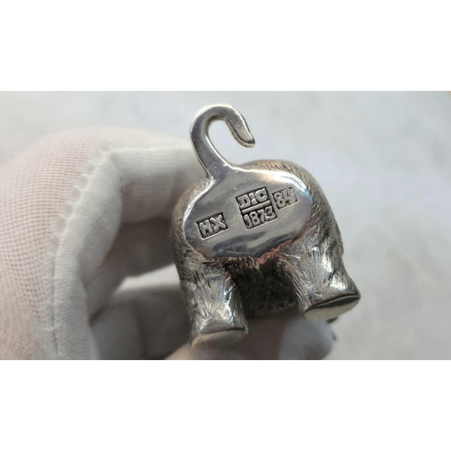 Metal Antique Silver Elephant Figurine With Ruby Eyes Silver Perfume Bottle For Sale - Image 7 of 9