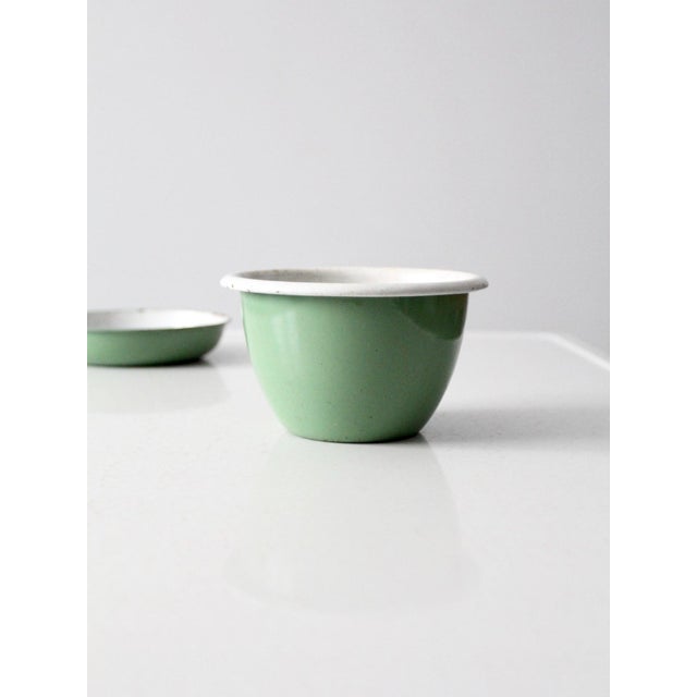 Green Mid-Century Swedish Green Enamelware Bowl Set For Sale - Image 8 of 13
