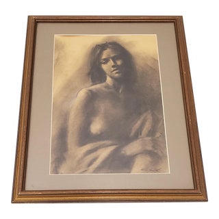 Graphite Portrait of Young Woman by r.g. Smith For Sale