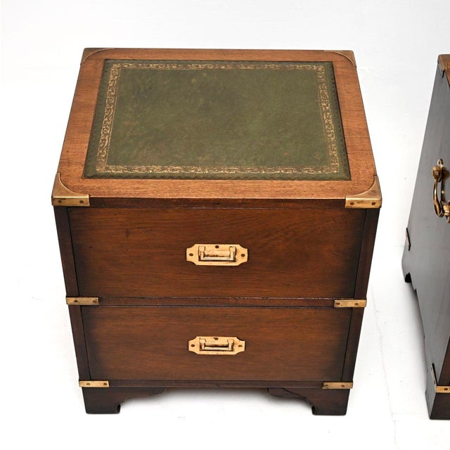 Wood Vintage Military Campaign Bedside Chests, 1950, Set of 2 For Sale - Image 7 of 11