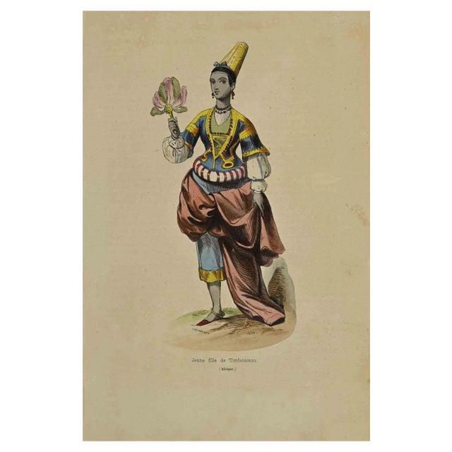 Auguste Wahlen, Jeune Fille de Timboucrou, Lithograph, 1844 For Sale