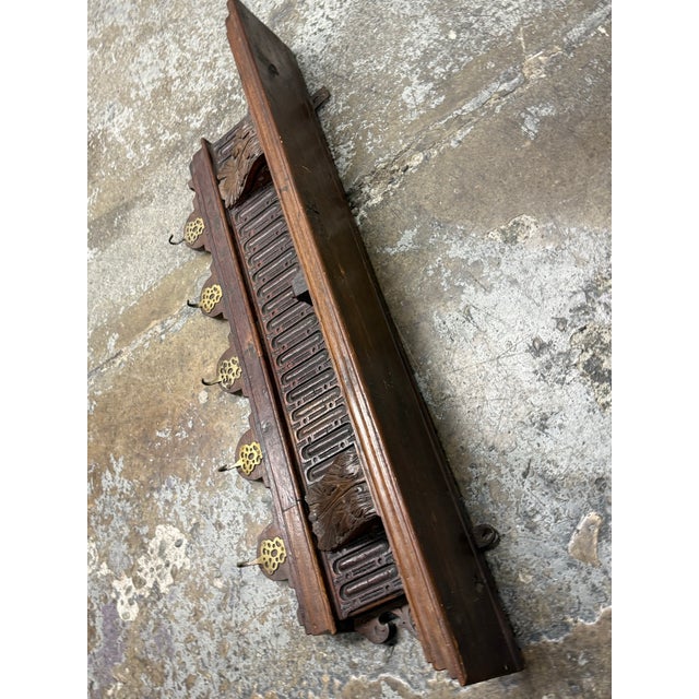Wood Italian Walnut Carved Hanging Coat Rack, Antique For Sale - Image 7 of 12
