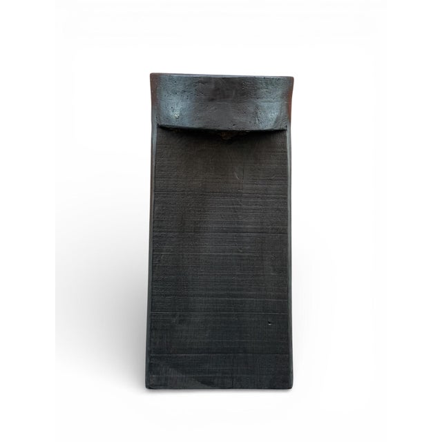 18" - Handcrafted Sculptural Solid Wood "Halo" Ebony Stool For Sale - Image 9 of 16