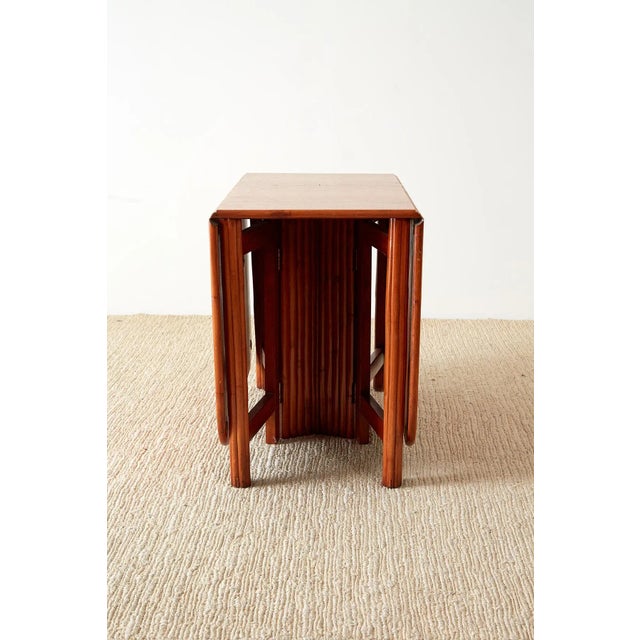 Mid Century Drop-Leaf Dining Table With Rattan Base For Sale - Image 11 of 13