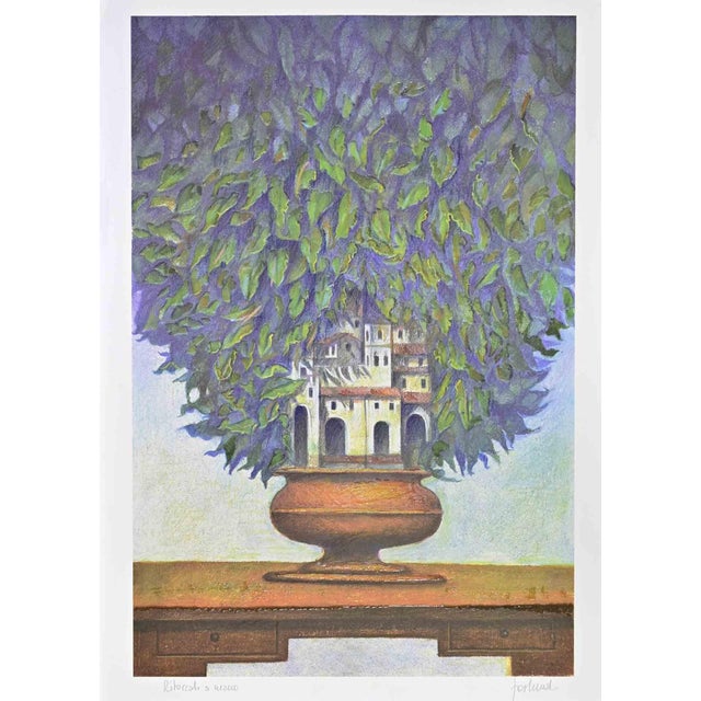 Franco Fortunato, The Garden City, Lithograph, 1990s For Sale