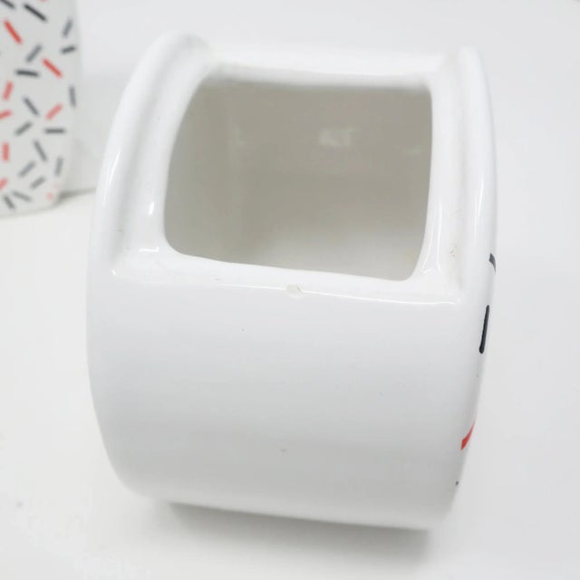 White 1980s Italian Ceramic Coffee Pot & Sugar Set by Massimo Materassi for Mas Italy For Sale - Image 8 of 9