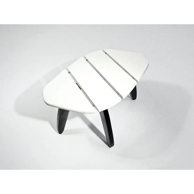 The small side table comes from France. Unknown Production, 1950/60 solid wood, black and painted white. Good, stable...
