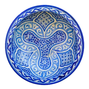 Early 20th Century Blue Ceramic Plate WithMotif