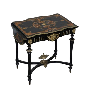 19th Century Louis Philippe Ebonised Marquetry Inlaid Bronze Extending Table
