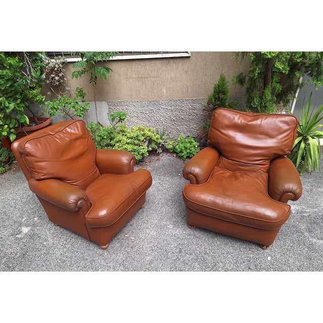 Poltrona Frau Bergère Armchair in in Brown Leather Poltrona Frau, 1960s, Set of 2 For Sale - Image 4 of 5