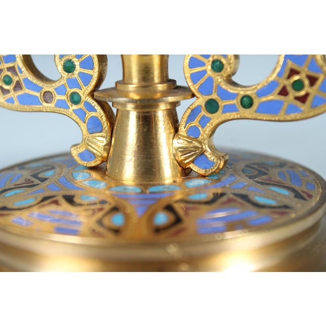 Antique Inkwell, Brass Enameled, Butterfly, Inkstand, France, 1880 For Sale - Image 11 of 15
