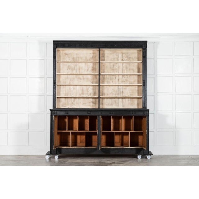 Wood Large English Bookcase in Bleached Carved Oak, 1890 For Sale - Image 7 of 18