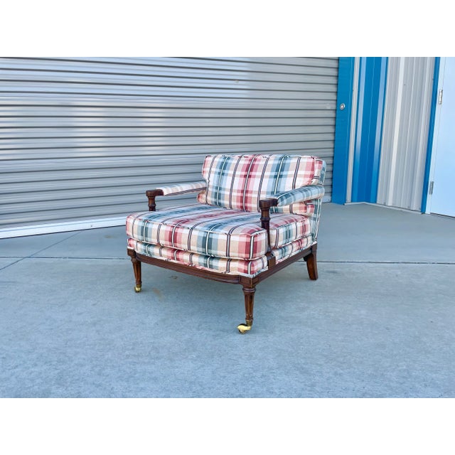 1970s Mid Century Mahogany Lounge Chairs With Brass Casters- Set of 2 For Sale - Image 9 of 13