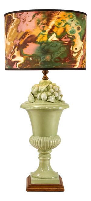 Table Lamp with Green Fruits from Manises, 1950s