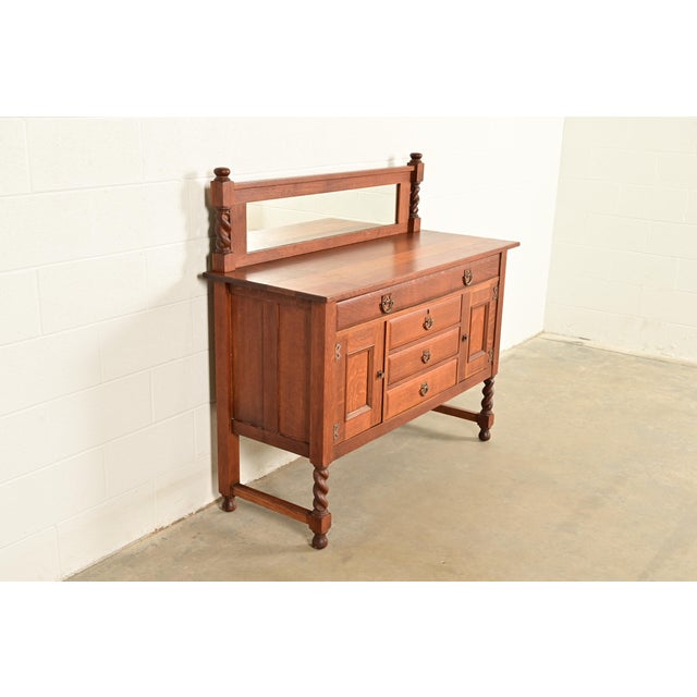 Mission Stickley Brothers Antique Mission Oak Arts & Crafts Sideboard or Bar Cabinet, Circa 1910 For Sale - Image 3 of 16