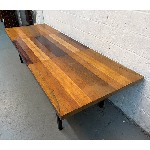 Mid 20th Century Attributed to Milo Baughman for Directional Mid-Century Mixed Wood Expanding Leaf Dining Table For Sale - Image 10 of 15