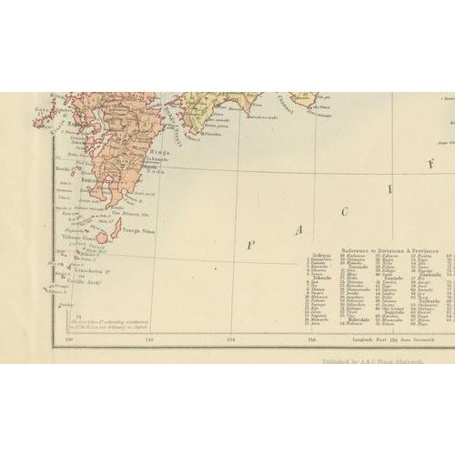 Paper Antique Map of Japan with Tokyo Inset, 1885 For Sale - Image 7 of 12
