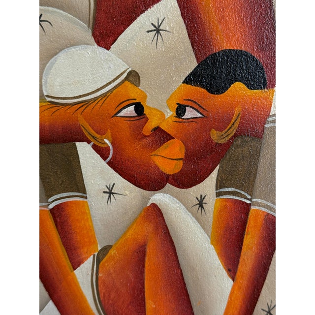1990s Whimsical Painting by Haitian Artist Signed Bazile after Laurent Casimir For Sale - Image 13 of 18