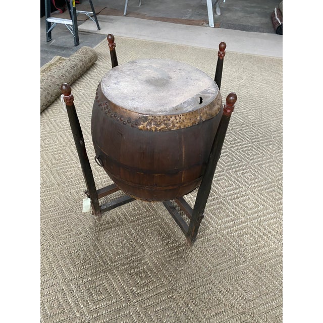 Wood Mid 19th Century Antique Chinese Drum With Stand For Sale - Image 7 of 13