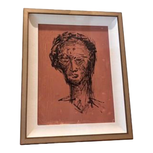 Framed Abstract Portrait Art Print - Garufi For Sale