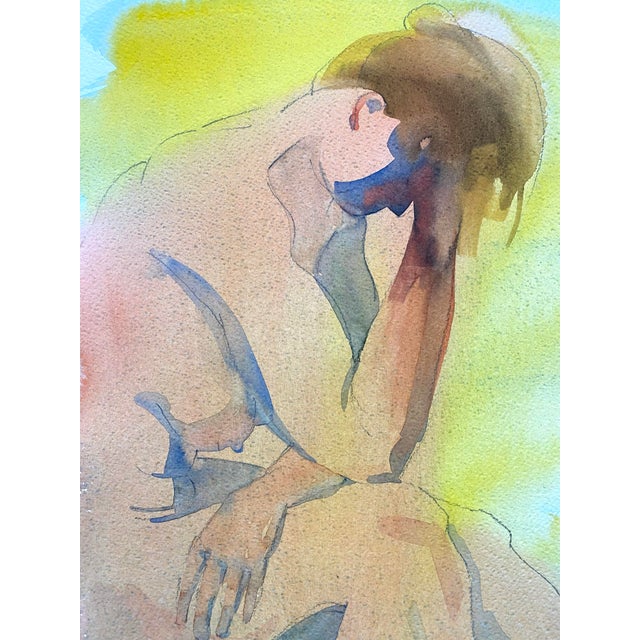 Original Double Sided Female Nude Watercolor Painting by Jon Hall 2003 For Sale - Image 4 of 6