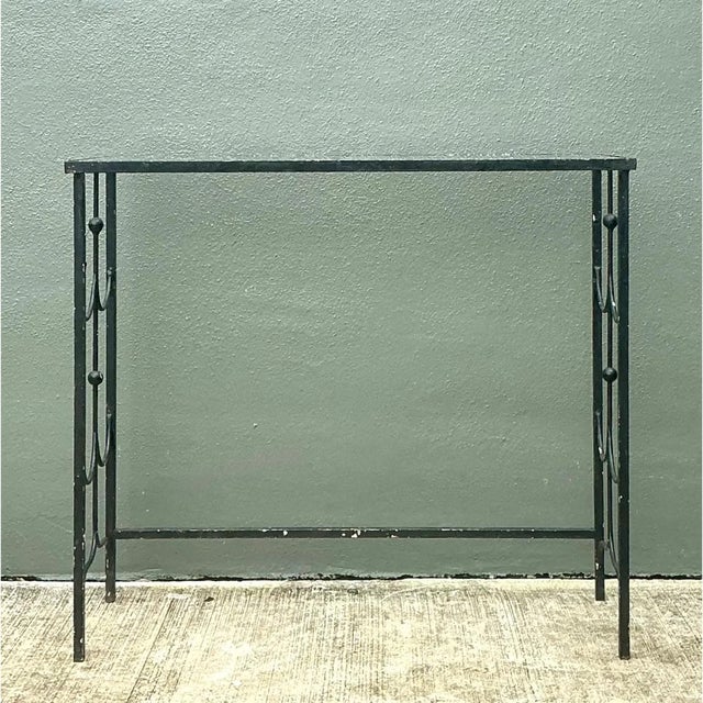 Metal Vintage Iron and Glass Console Table For Sale - Image 7 of 12