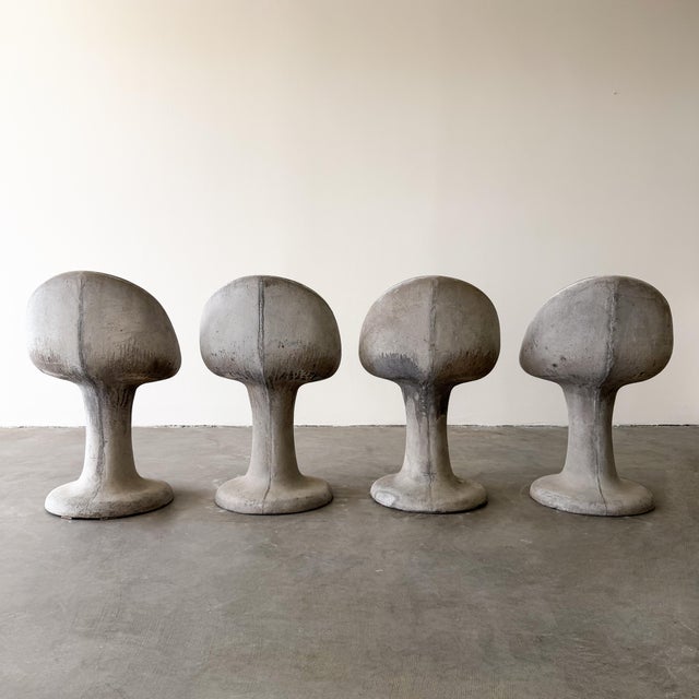 Sculpture Materials Vintage 1970s Willy Guhl Brutalist Concrete Tulip Chairs Set of 4 Unmarked For Sale - Image 7 of 16