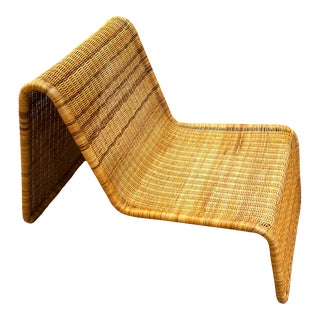 1970s Tito Agnoli Attributed P3 Rattan Lounge Chair For Sale