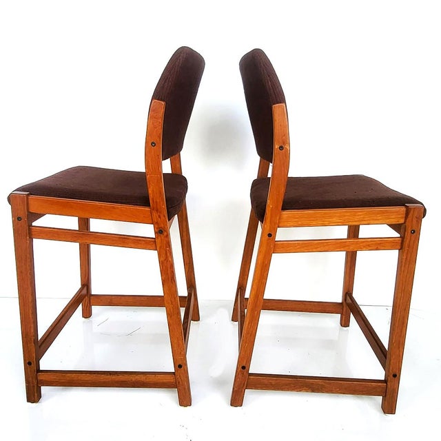 Mid-Century Modern Mid 20th Century Swedish Teak Counter Stools Designed by Svegards Markaryd, Set of 2 For Sale - Image 3 of 11