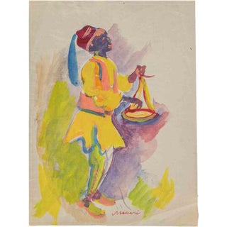 Mino Maccari, The Arab, Watercolor on Paper, 1930s For Sale