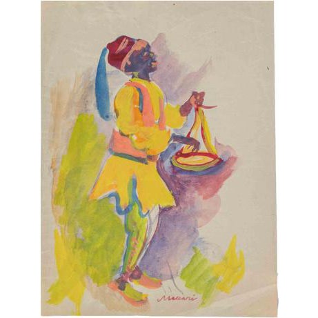 Mino Maccari, The Arab, Watercolor on Paper, 1930s For Sale
