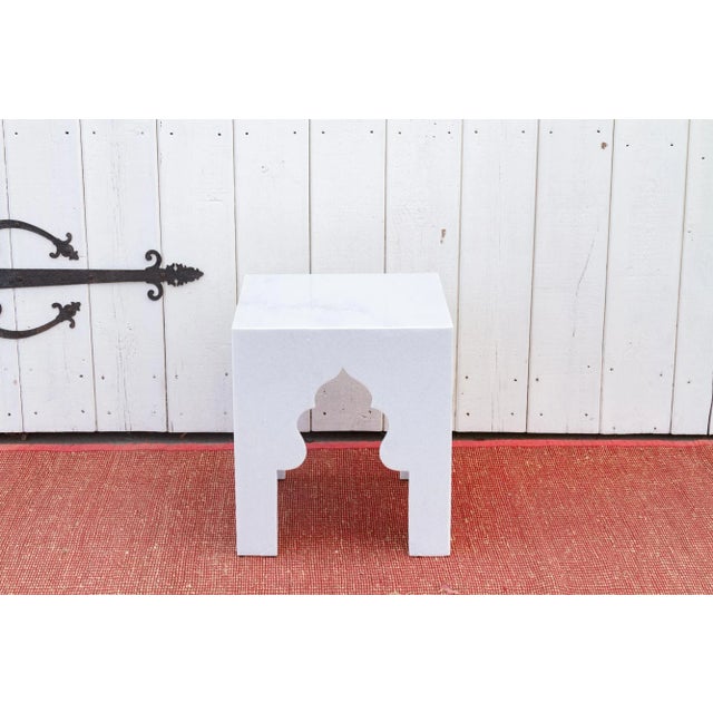 Stone Hand-Carved Arched Marble End Table For Sale - Image 7 of 9