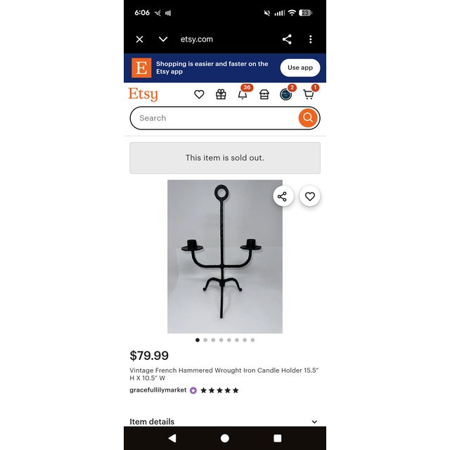 Rustic European Vintage Brutalist Hand Forged Iron Candle Holder For Sale - Image 3 of 8