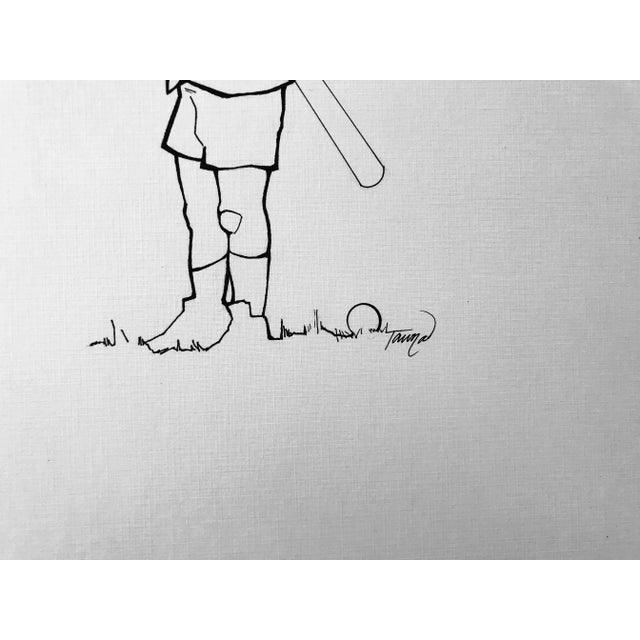 Little Slugger Drawing on Linen For Sale - Image 4 of 5