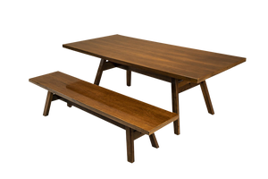Torbecchia Walnut Dining Table and Bench by Giovanni Michelucci for Poltronova, Italy, 1965, Set of 2