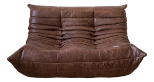 Dark Brown Leather Togo 2-Seat Sofa by Michel Ducaroy for Ligne Roset