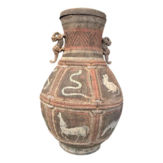 Ceramic Ancient Chinese Zhou Dynasty Zodiac Pottery Vase, 500–200 Bc. For Sale - Image 7 of 18