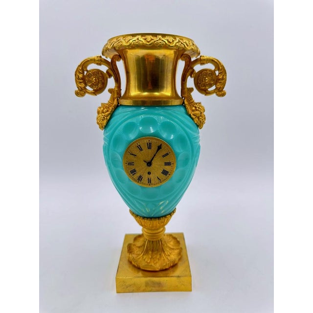 Bulbous Vase Clock in Aqua Green Opaline For Sale - Image 10 of 10