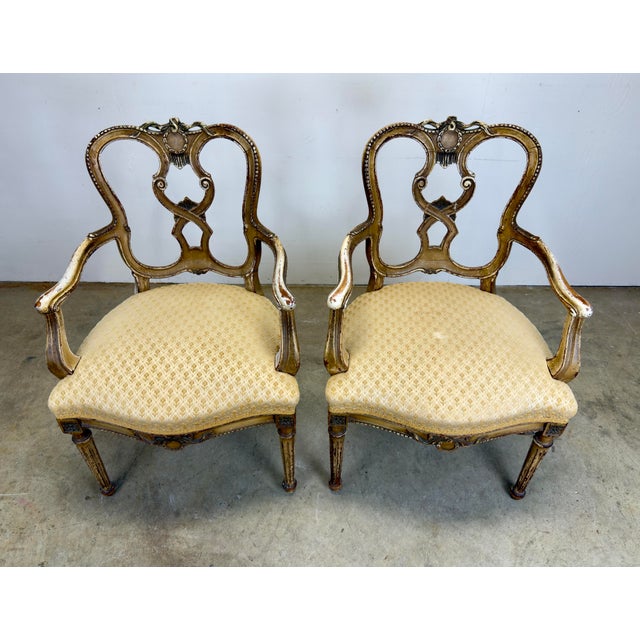French 19th Century Louis XVI Directoire Style Painted Armchairs—a Pair For Sale - Image 3 of 12