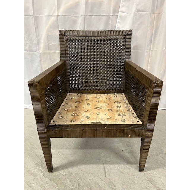 Mid-Century Modern Late 20th Century Bielecky Brothers Cane Rattan Woven Chair For Sale - Image 3 of 12