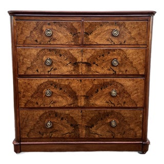 French 19th Century Louis Philippe Burl Walnut Chest of Drawers / Commode For Sale