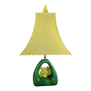 Royal Haeger Tree Life Lamp with Chartreuse Green Fiberglass Shade 1950s For Sale