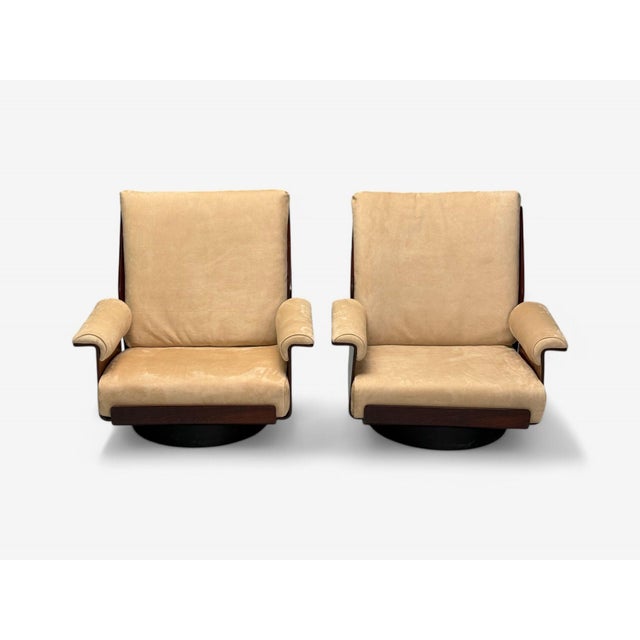 Bernard Brunier, French Mid-Century Modern, Rosewood, Suede, Rare Sofa Set, France, 1960s Rare and important 'Viborg'...