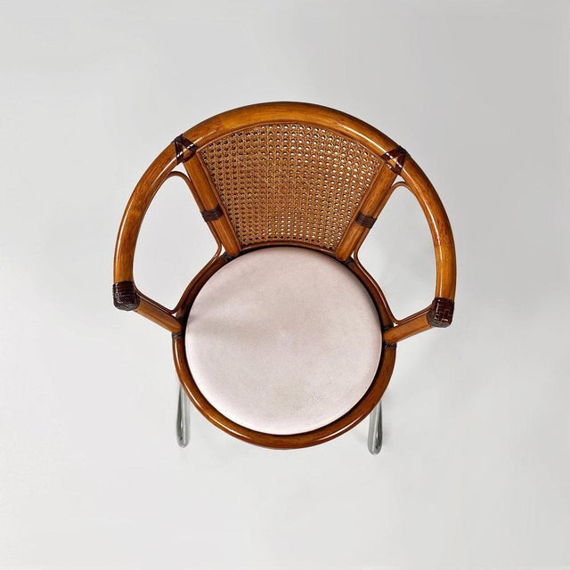 Gold Modern Italian Cockpit Chair in Vienna Straw Wood and Steel, 1970s For Sale - Image 8 of 18