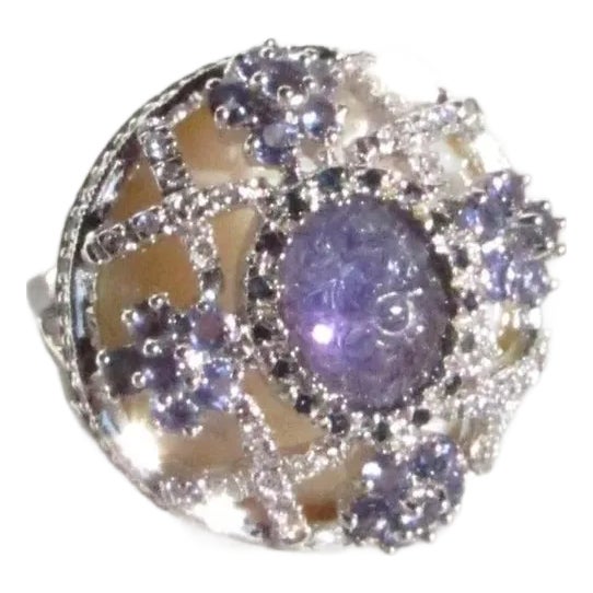 Tutti Frutti Violet Tanzanite Cocktail Ring, Size 7 For Sale