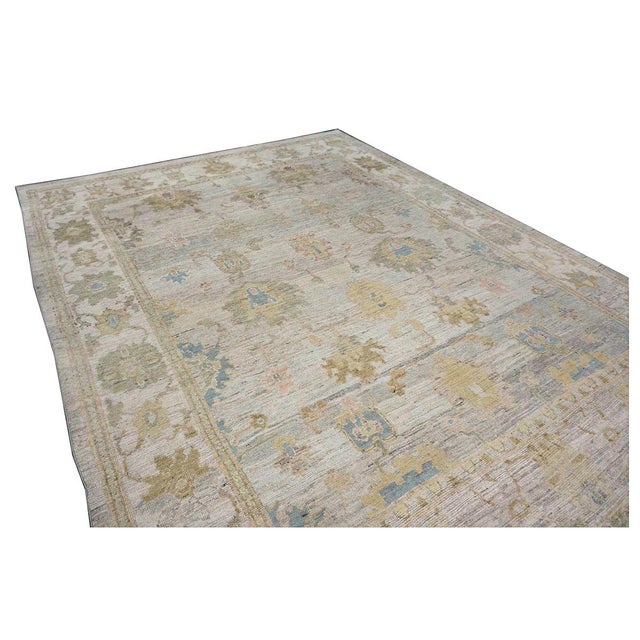 21st Century Turkish Oushak Wool 10x13 Slate, Green & Tan Handmade Area Rug #1144097 For Sale In Houston - Image 6 of 13